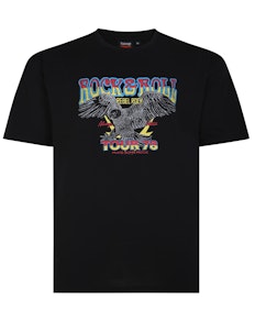 Spionage Signature Rock and Roll Print T-Shirt Schwarz